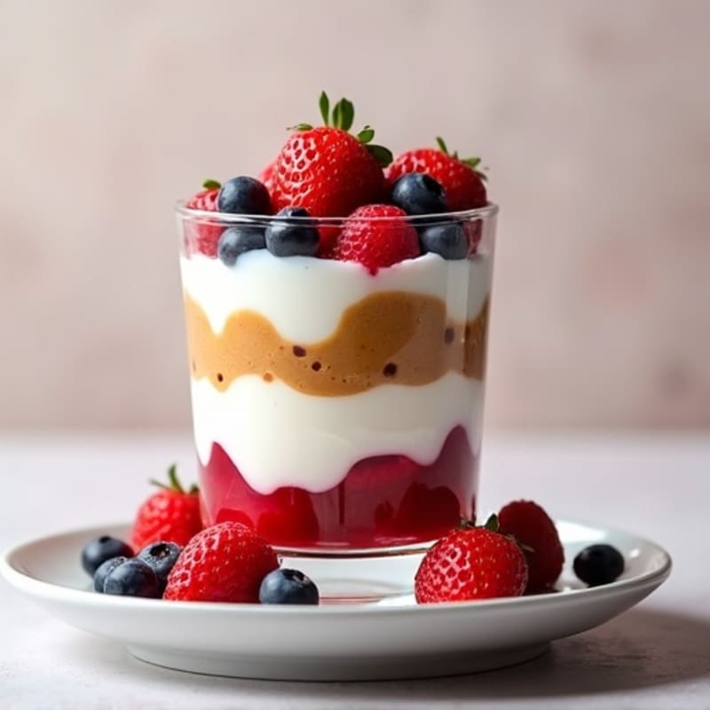 Greek Yogurt Protein Parfait with Almond Butter and Berries