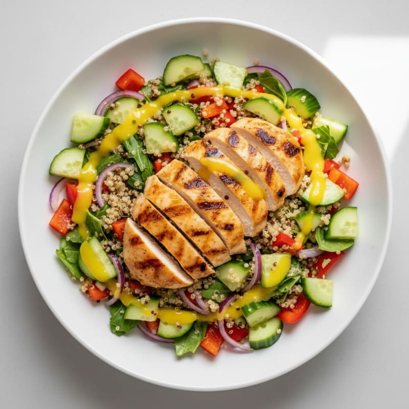 Grilled Chicken and Quinoa Salad with Crunchy Vegetables