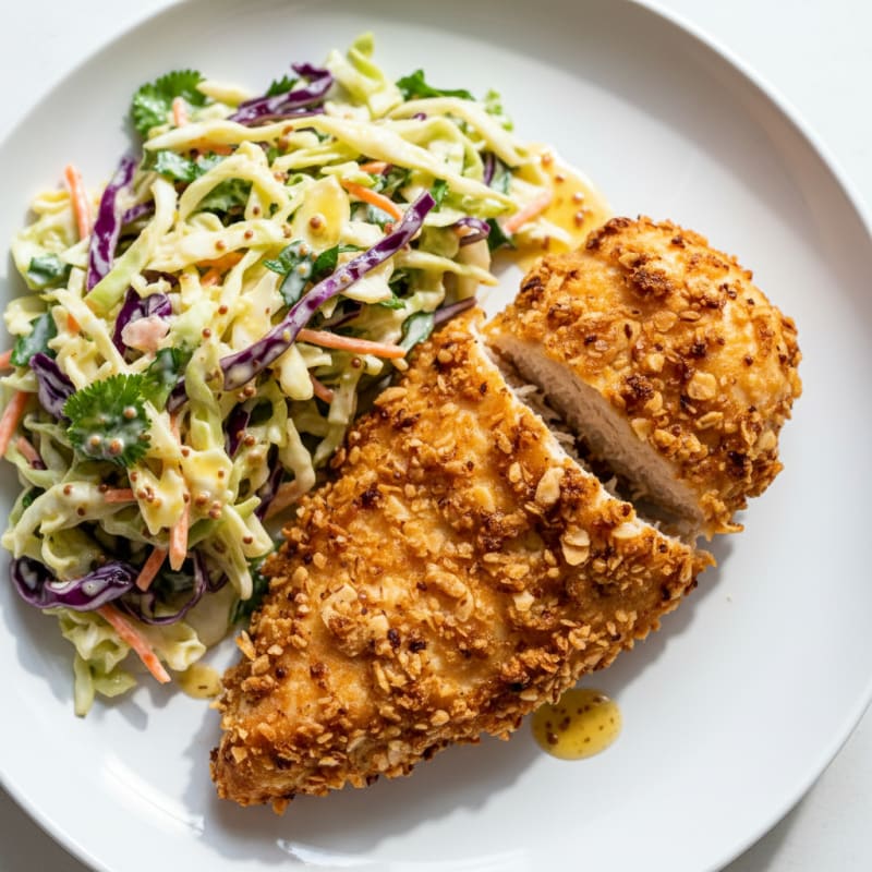 Crispy Buttermilk Fried Chicken with Zesty Slaw