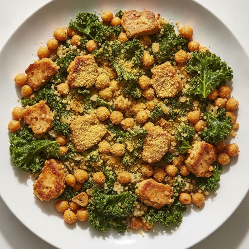 Crispy Chickpea and Quinoa Skillet with Leafy Greens