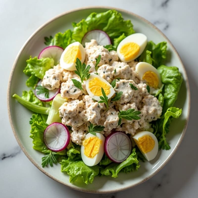 Creamy Tuna Salad with Fresh Herbs and Crisp Greens