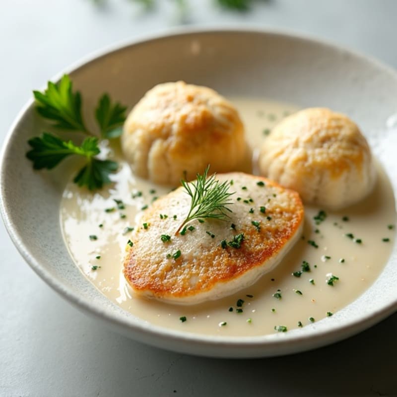 Healthy Creamy Chicken with Fluffy Herb Dumplings