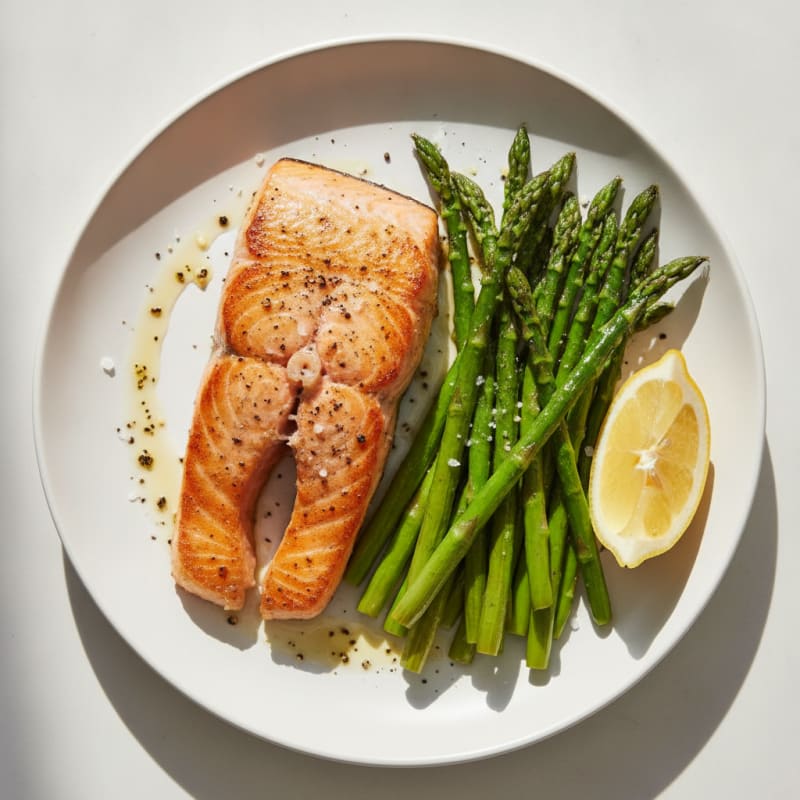 Pan-Seared Salmon with Roasted Asparagus