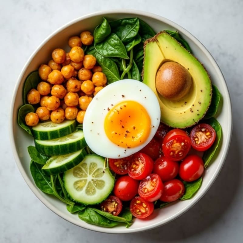 Crispy Roasted Chickpea and Fresh Vegetable Power Bowl