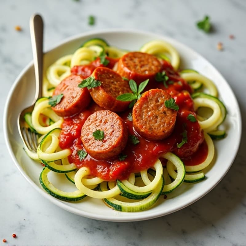 Lean Turkey Sausage Ragu with Zucchini Noodles
