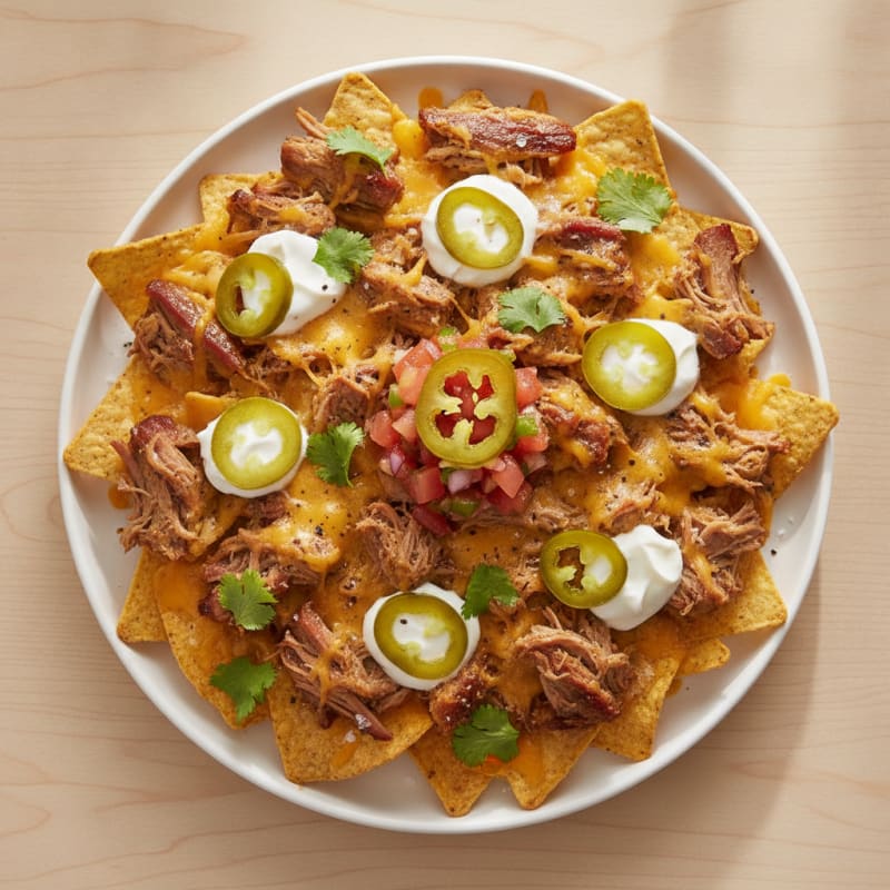 Pulled Pork Nachos with Pickled Jalapeños