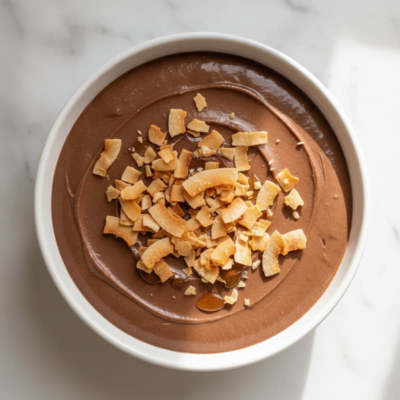 Silky Chocolate Protein Pudding with Toasted Coconut