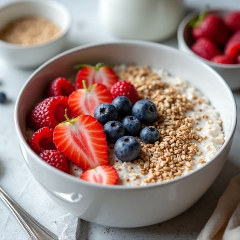 Creamy Overnight Oats with Fresh Berries and Crunchy Seeds