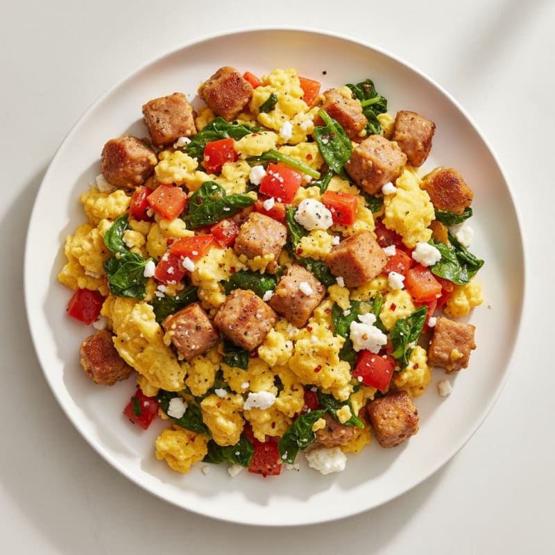 Zesty Chicken Sausage and Feta Scramble