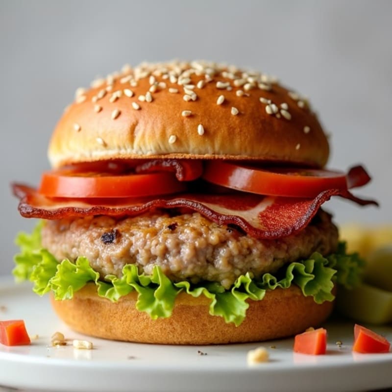 Lean Turkey-Bacon Burger with Caramelized Onions