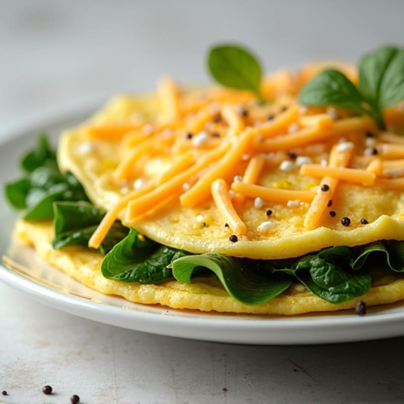 Three-Egg Omelette with Chicken and Spinach