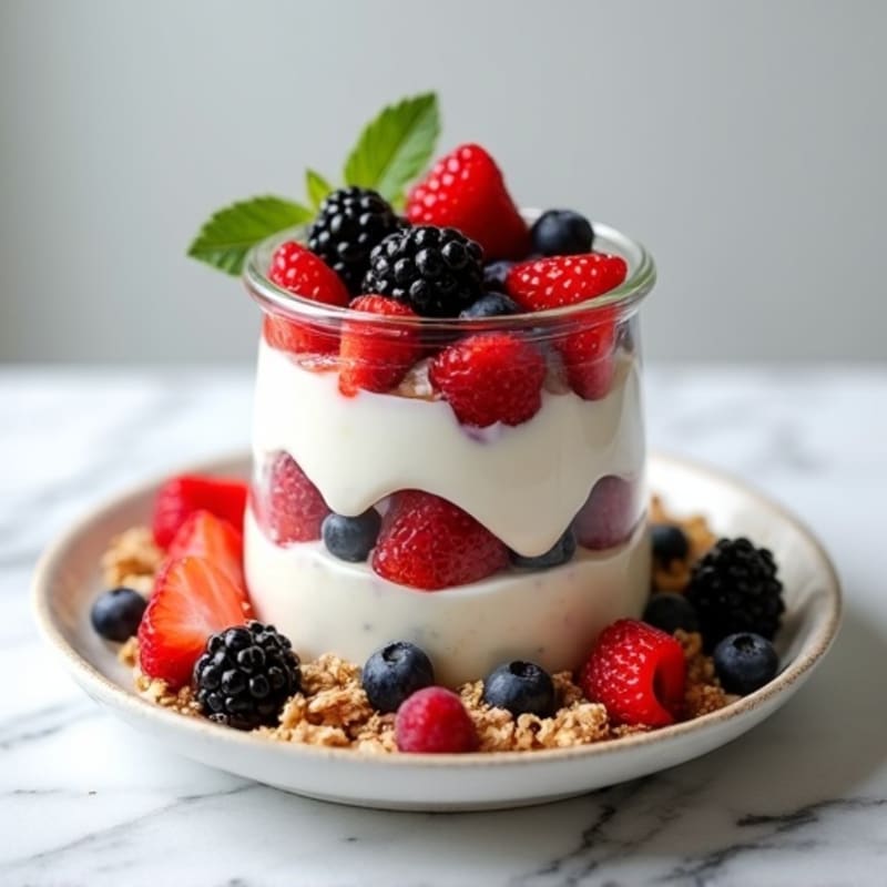Greek Yogurt Protein Parfait with Mixed Berries