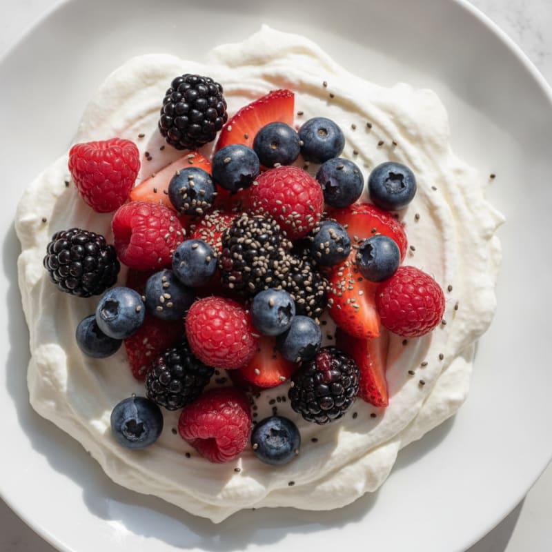 Greek Yogurt Protein Mousse with Mixed Berries