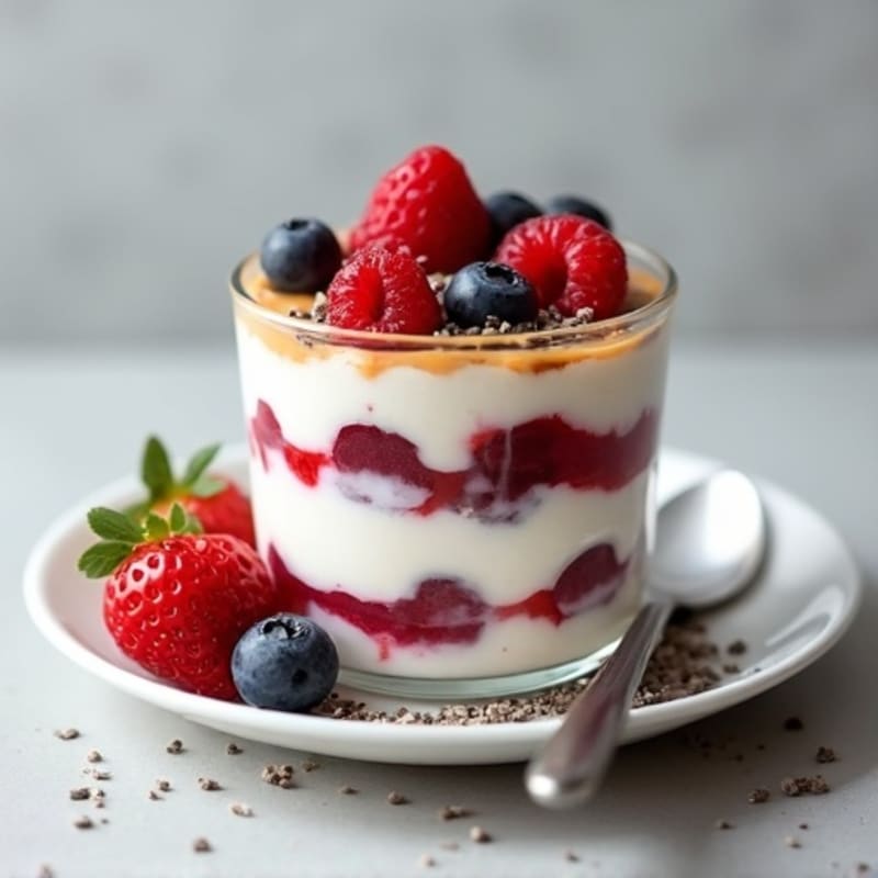 Greek Yogurt Berry Parfait with Almond Butter and Chia Seeds