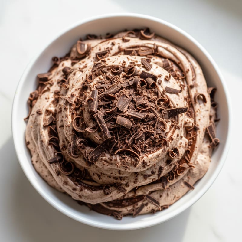 Greek Yogurt Protein Mousse with Dark Chocolate Shavings
