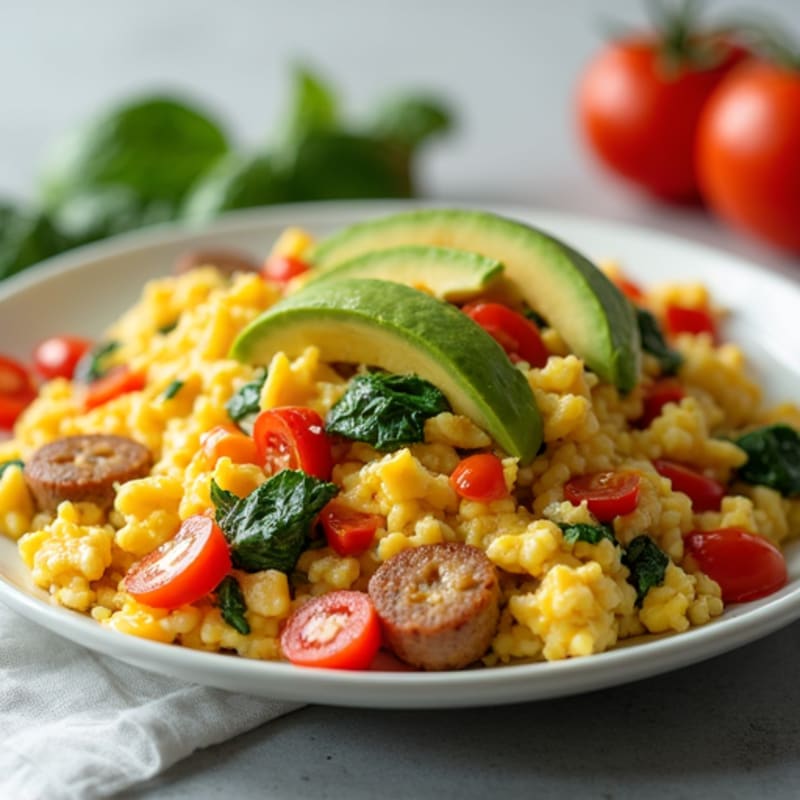 Egg White Veggie Scramble with Turkey Sausage