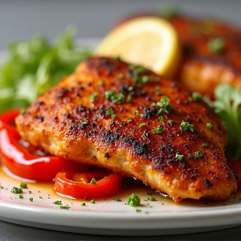 Crispy Blackened Catfish with Spicy Roasted Bell Peppers