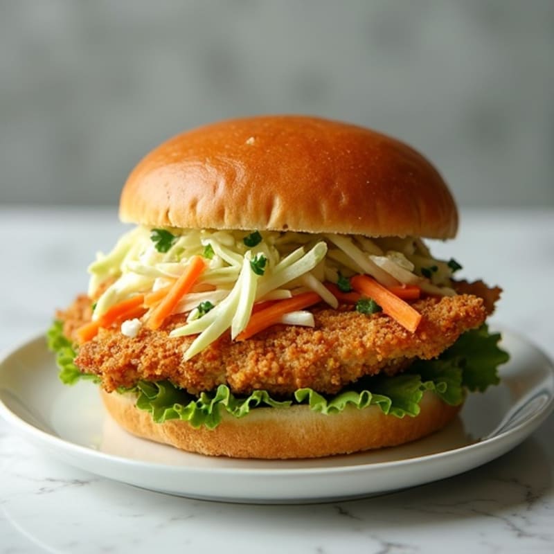 Crispy Baked Chicken Sandwich with Fresh Herb Slaw