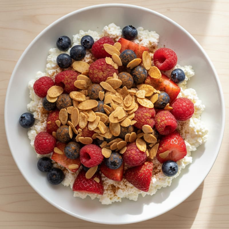Cottage Cheese Berry Bowl with Almonds