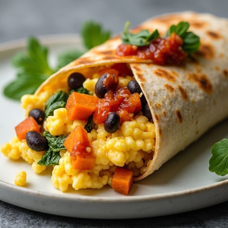 Loaded Scrambled Egg and Sweet Potato Breakfast Burrito