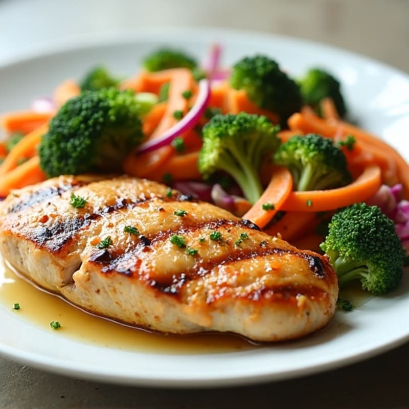 Grilled Chicken Breast with Crunchy Broccoli Slaw