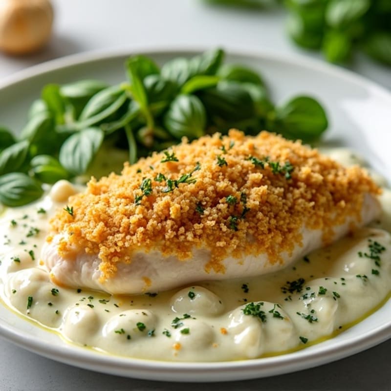 Creamy Herb Chicken Bake with Crispy Breadcrumb Topping
