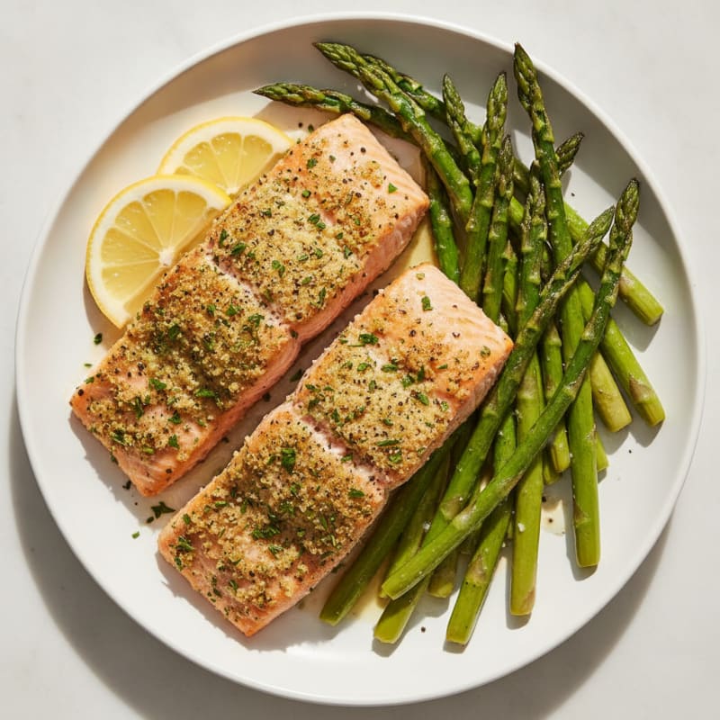 Herb-Crusted Salmon with Roasted Asparagus