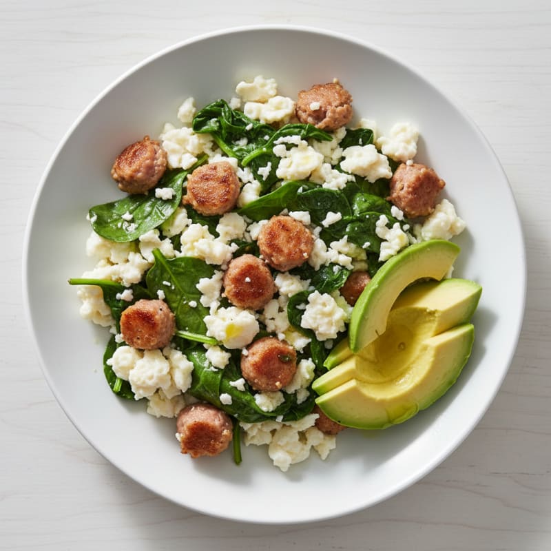 Egg White Scramble with Spinach and Turkey Sausage