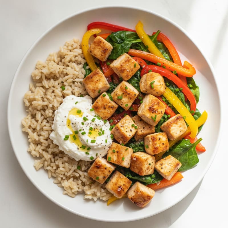 Chicken and Cottage Cheese Rice Bowl