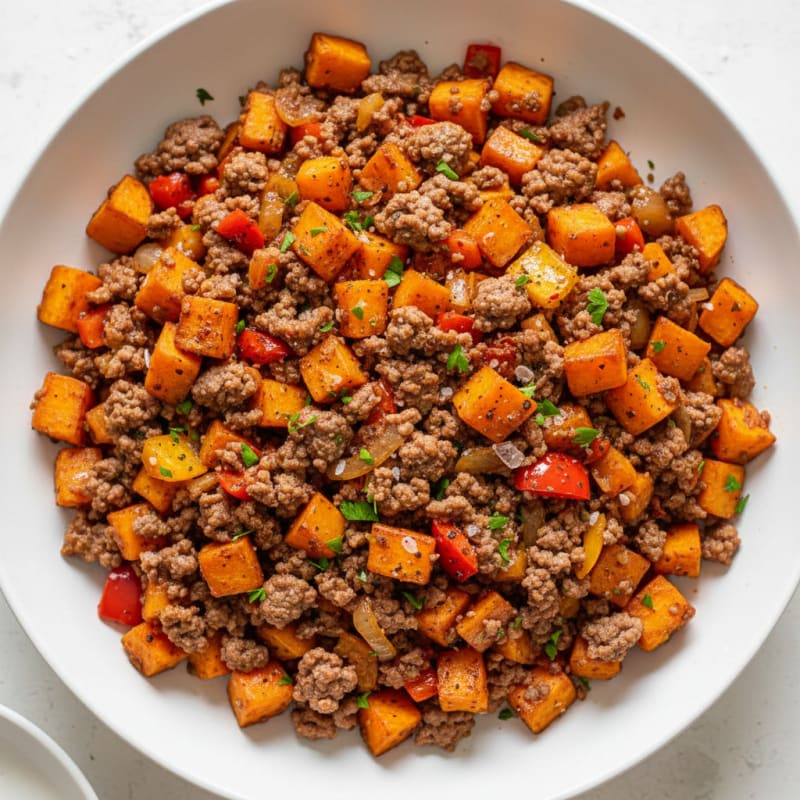 Ground Beef and Sweet Potato Hash