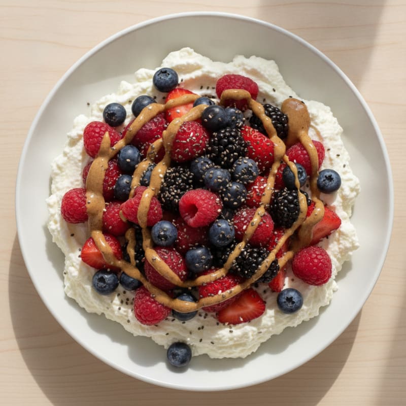 Greek Yogurt Protein Mousse with Mixed Berries