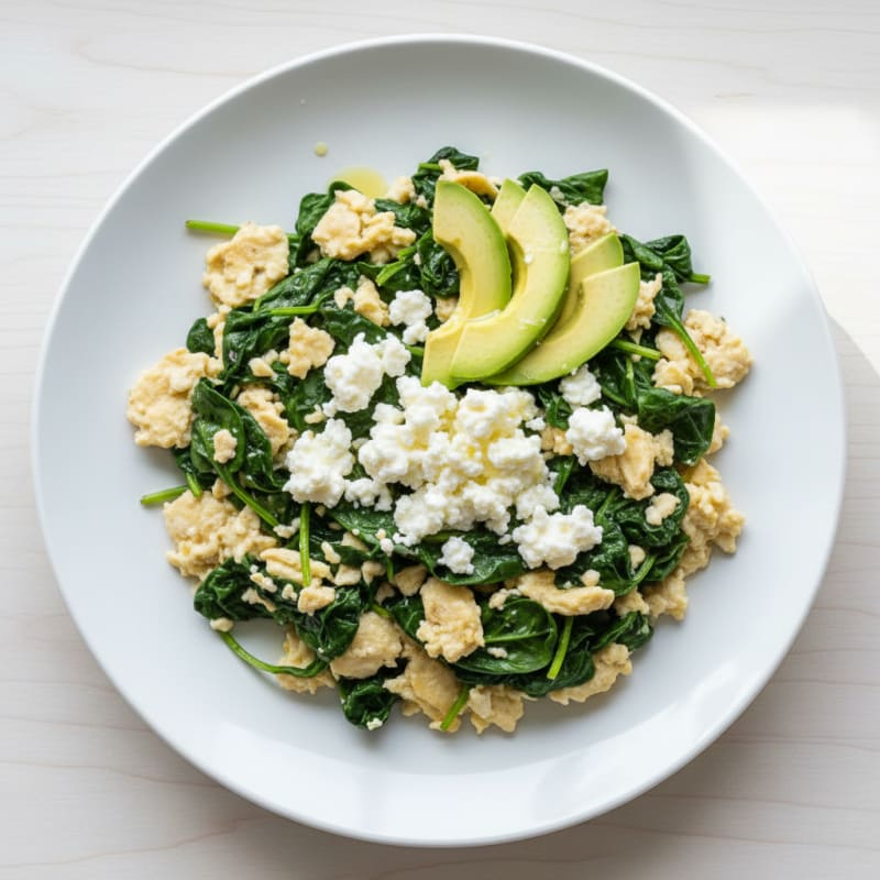 Egg White Scramble with Spinach and Cottage Cheese