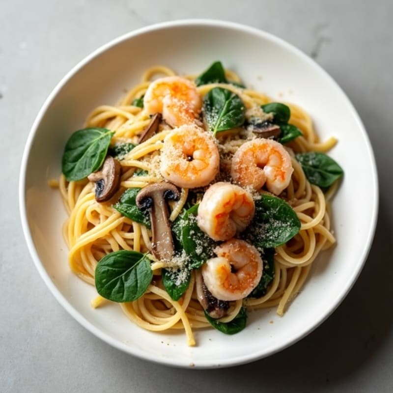 Creamy Truffle Mushroom Pasta with Fresh Spinach