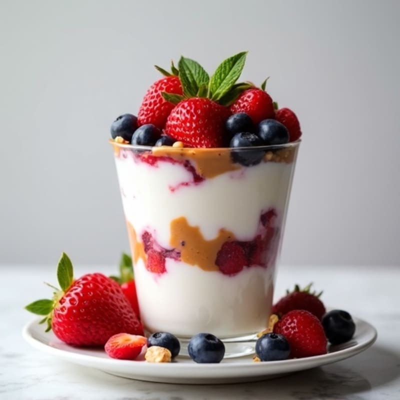 Greek Yogurt Protein Parfait with Mixed Berries and Almond Butter