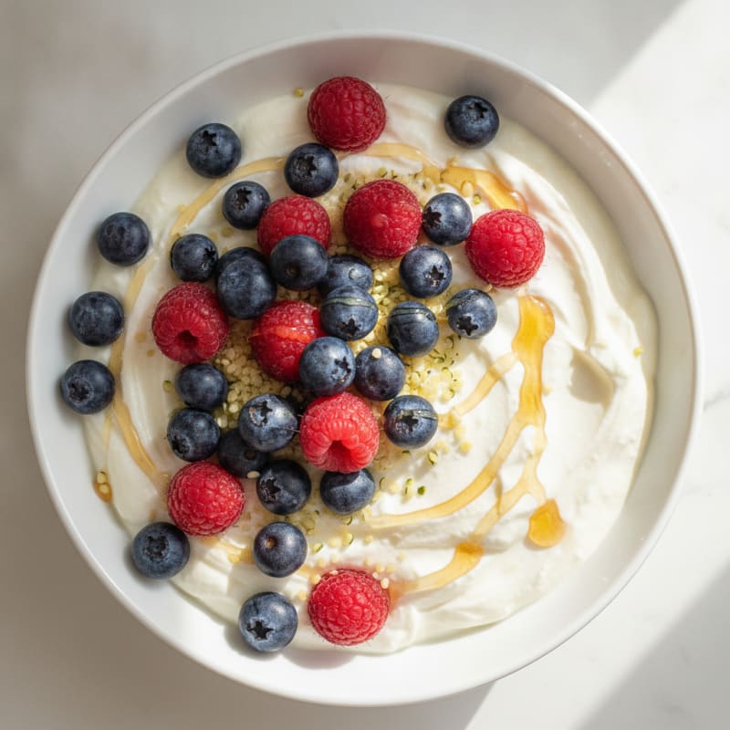 Silky Vanilla Protein Yogurt with Fresh Berries