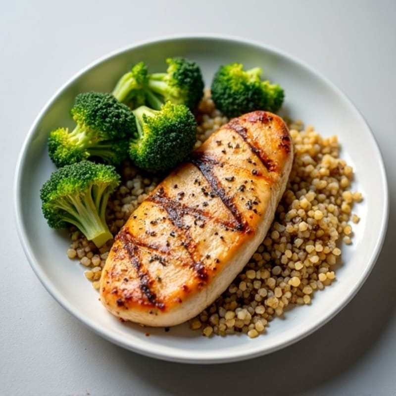 Grilled Chicken Breast with Roasted Broccoli and Quinoa