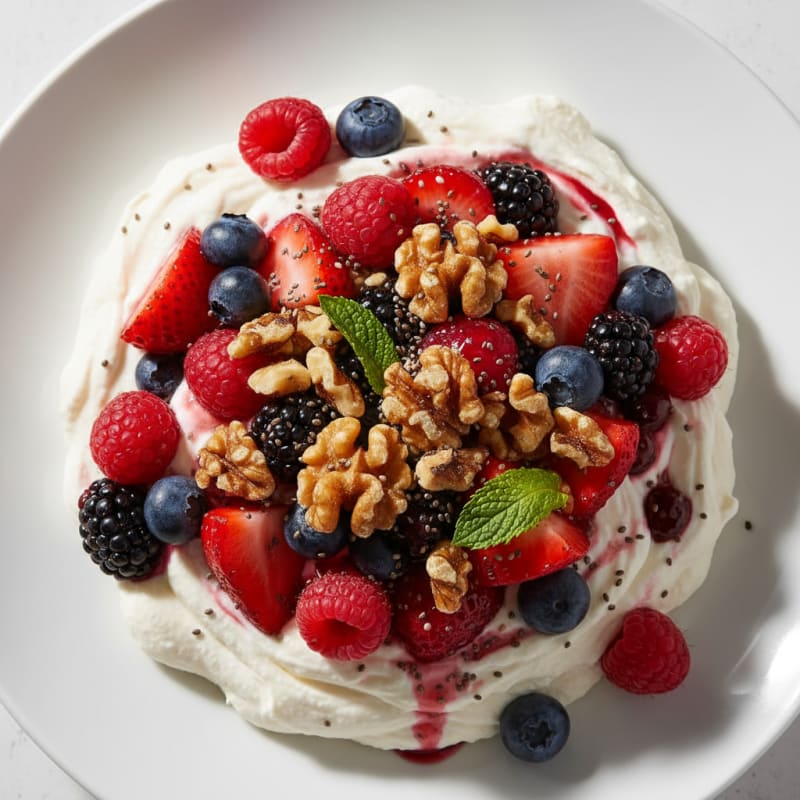 Silky Greek Yogurt Protein Mousse with Mixed Berries