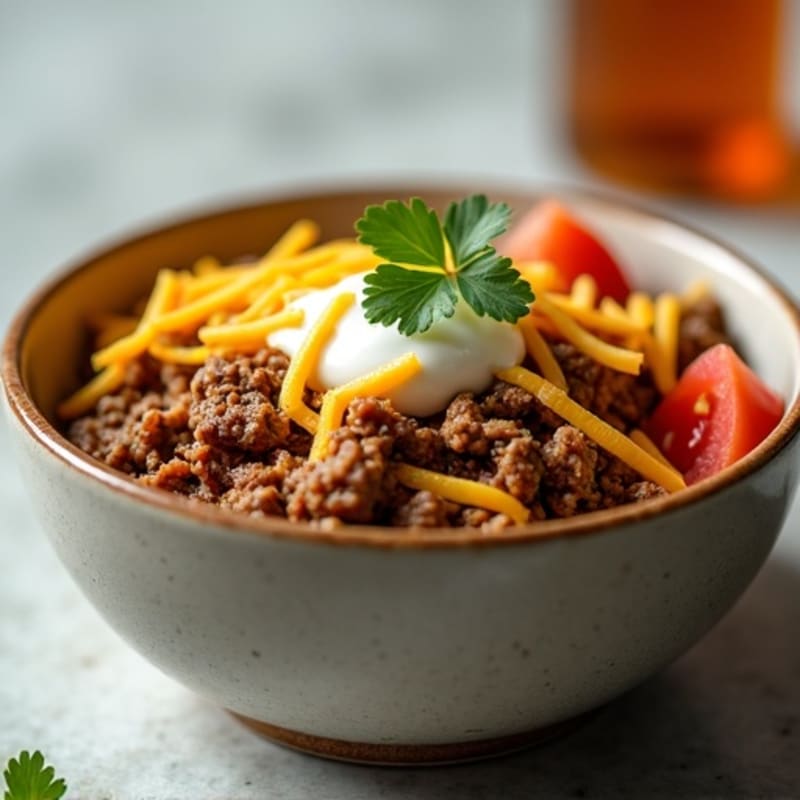 Seasoned Ground Beef and Cheese Bowl with Special Sauce