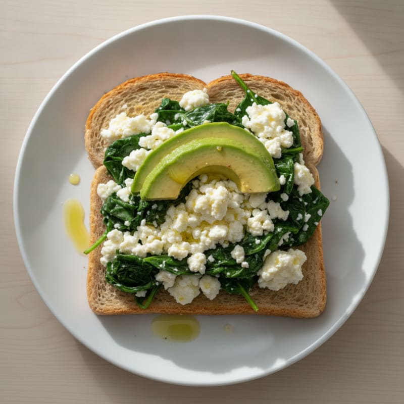 Egg White and Spinach Scramble with Cottage Cheese