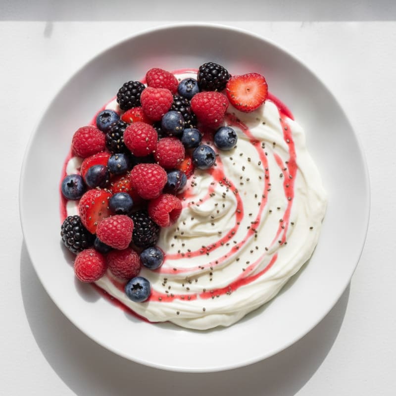 Silky Greek Yogurt Protein Pudding with Mixed Berries