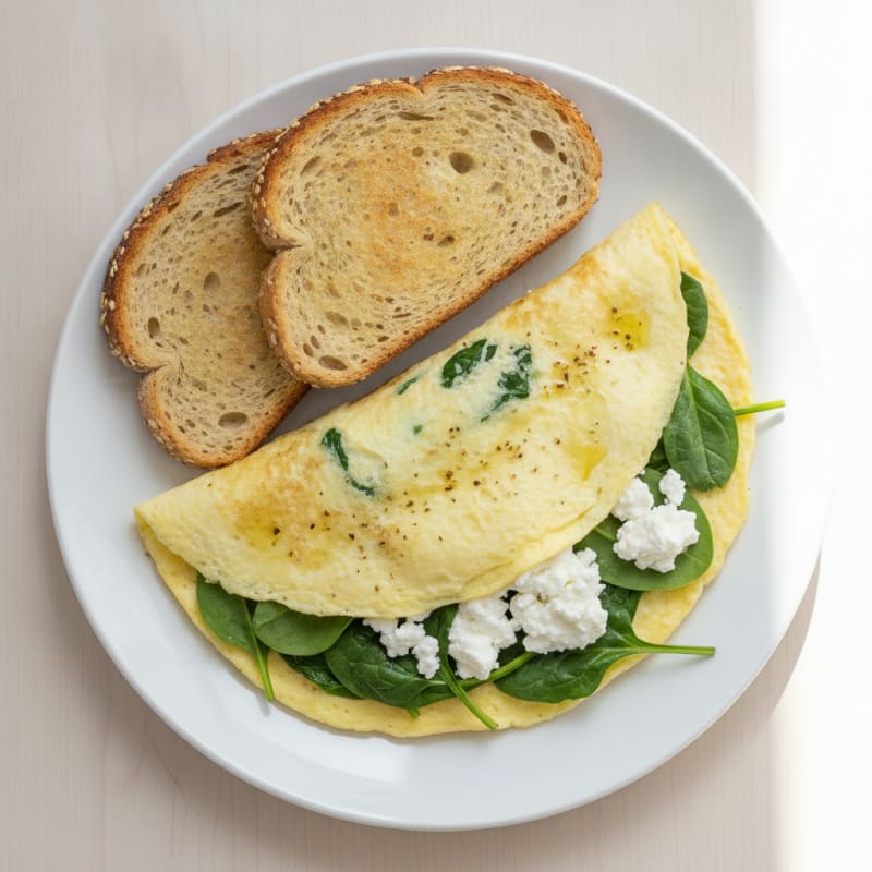 Egg White Spinach Omelette with Cottage Cheese