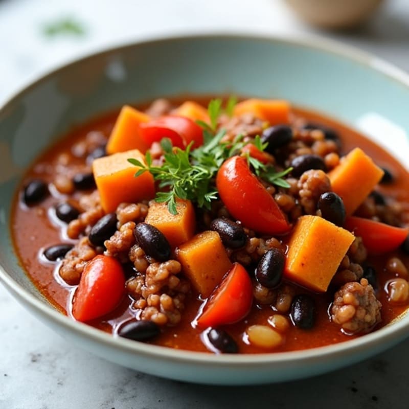 Smoky Black Bean Turkey Chili with Sweet Potatoes
