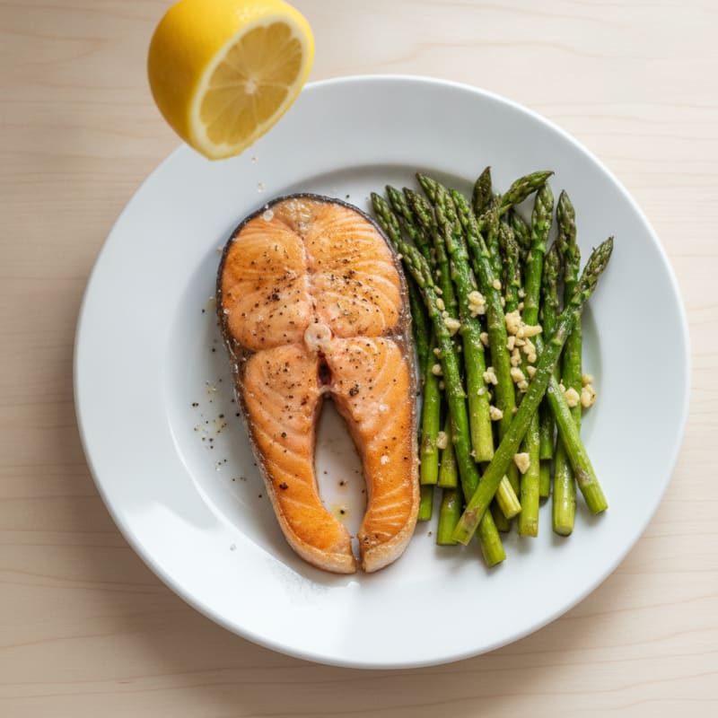 Pan-Seared Salmon with Roasted Asparagus