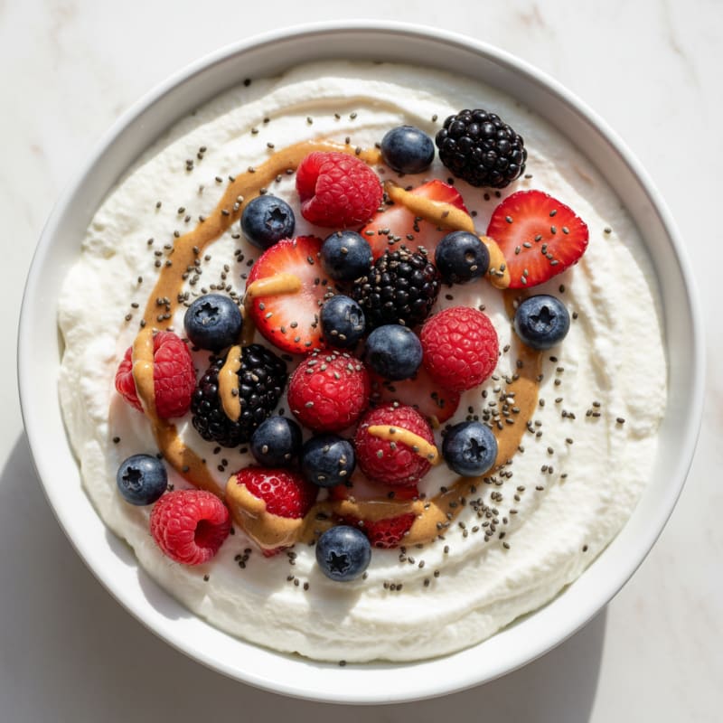 Greek Yogurt Protein Mousse with Mixed Berries