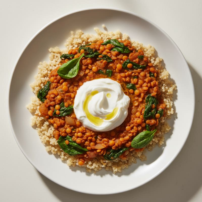 Creamy Lentil and Spinach Stew with Quinoa