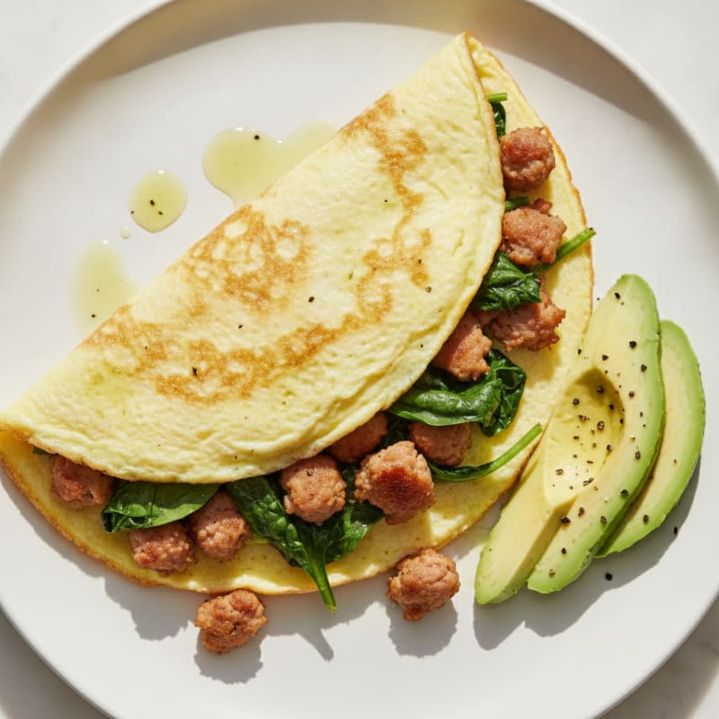 Egg White Omelette with Turkey Sausage and Spinach