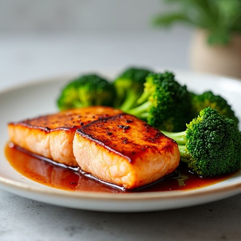 Flaky Teriyaki Glazed Salmon with Roasted Broccoli