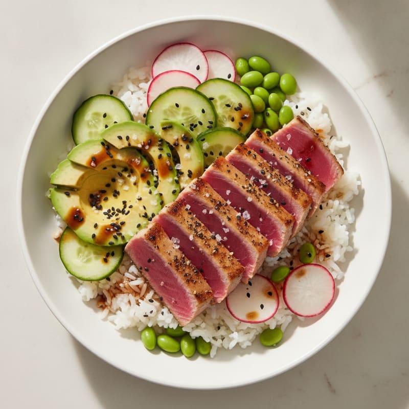 Seared Tuna and Avocado Rice Bowl