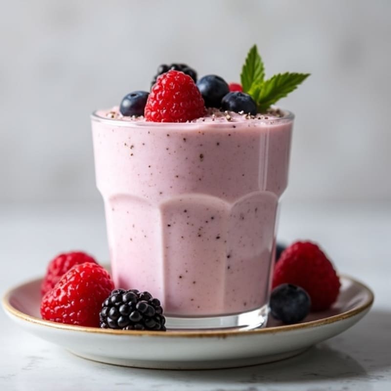 Greek Yogurt Protein Mousse with Mixed Berries