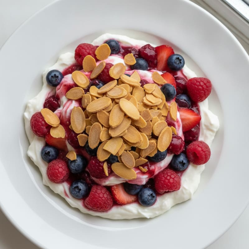 Greek Yogurt Protein Parfait with Berries and Almonds